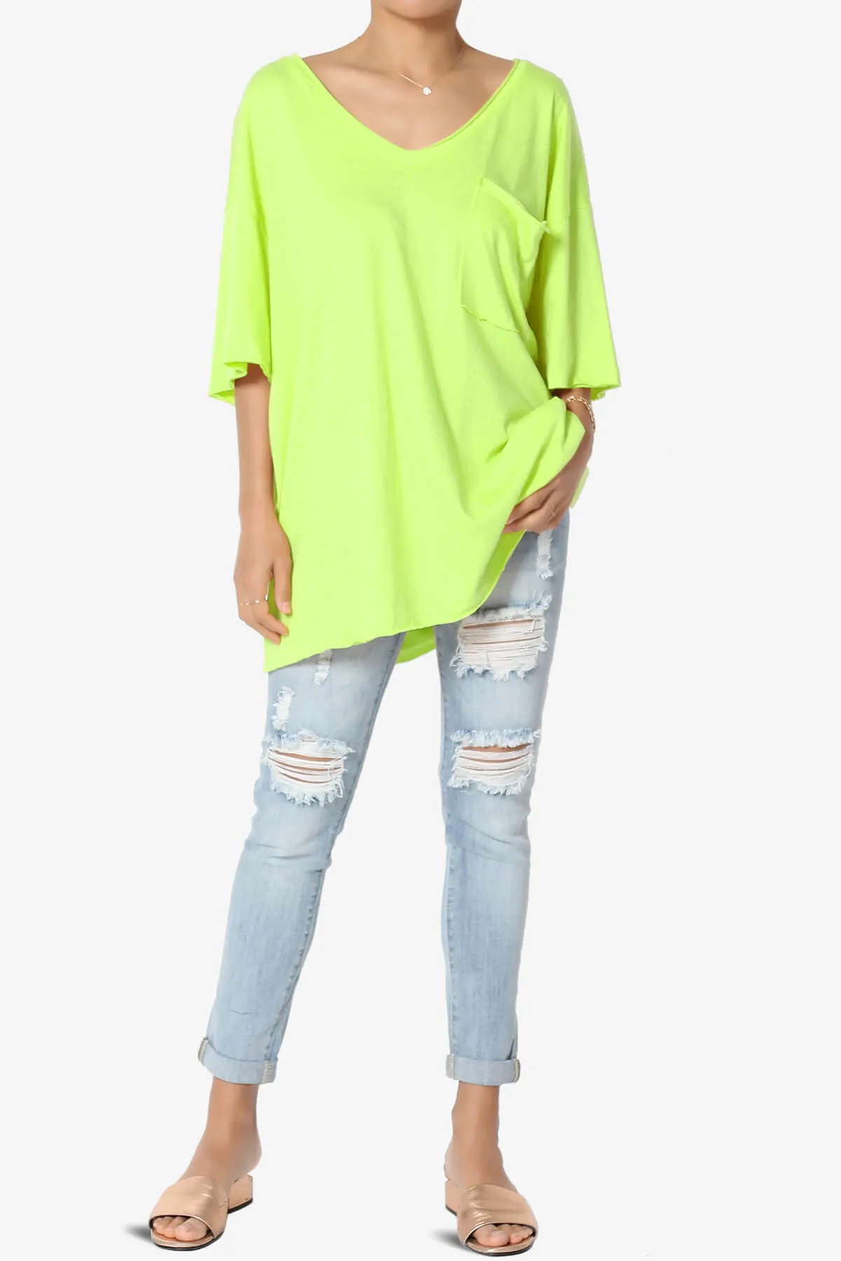Charlie V Neck Pocket Boyfriend Tee PLUS
