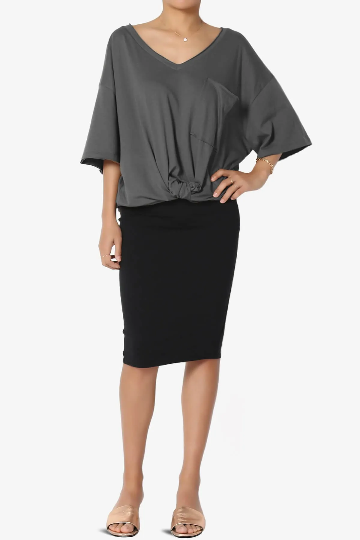 Charlie V Neck Pocket Boyfriend Tee PLUS