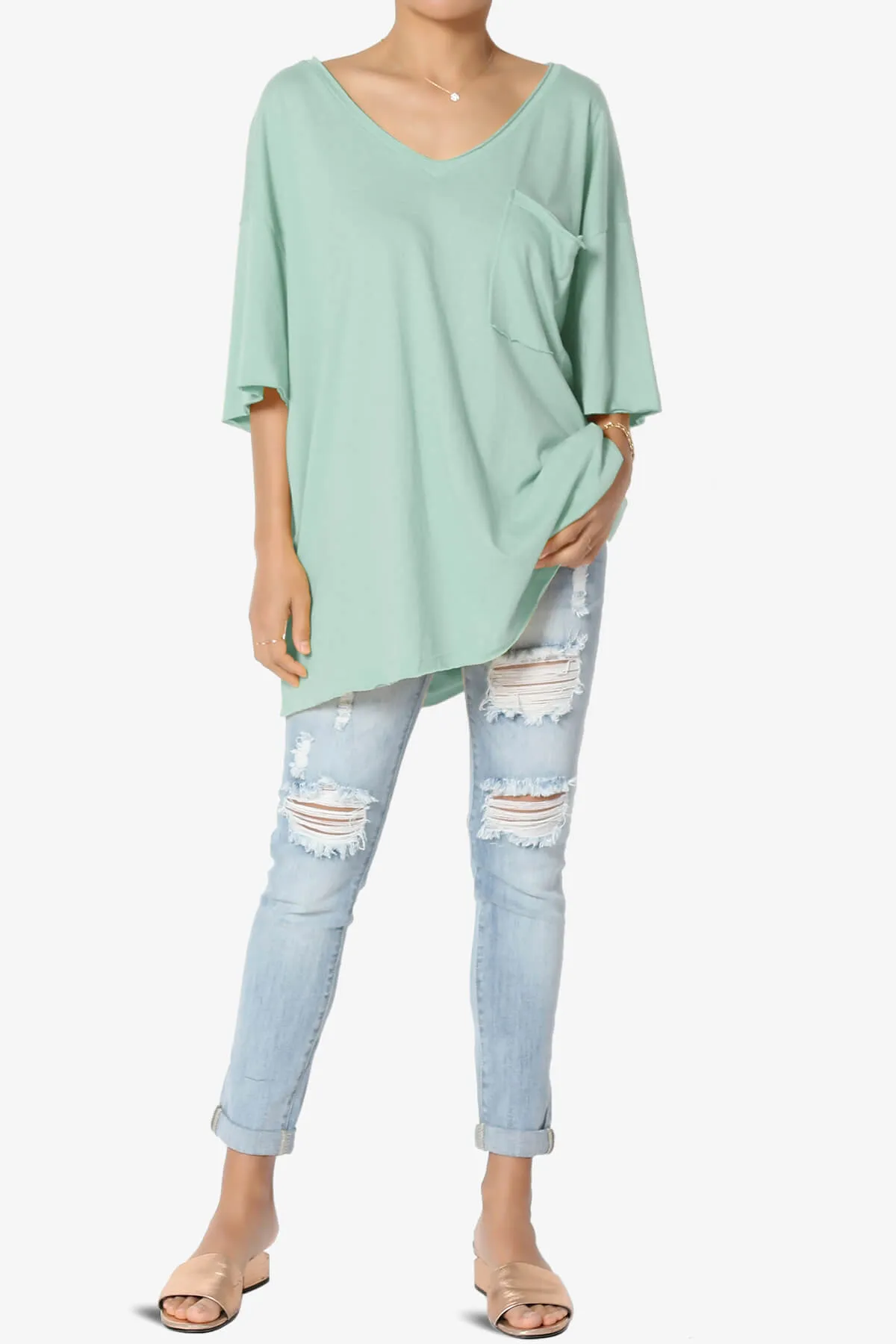 Charlie V Neck Pocket Boyfriend Tee PLUS