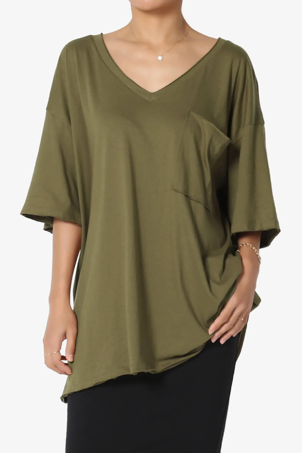 Charlie V Neck Pocket Boyfriend Tee PLUS