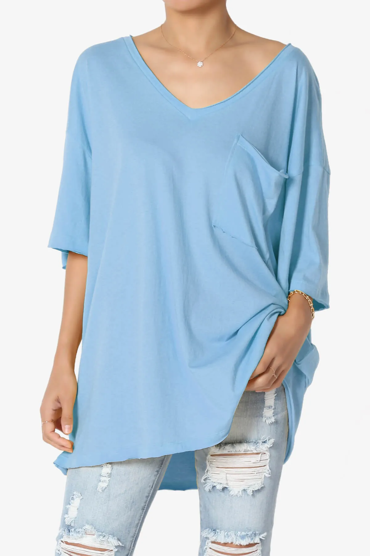 Charlie V Neck Pocket Boyfriend Tee PLUS