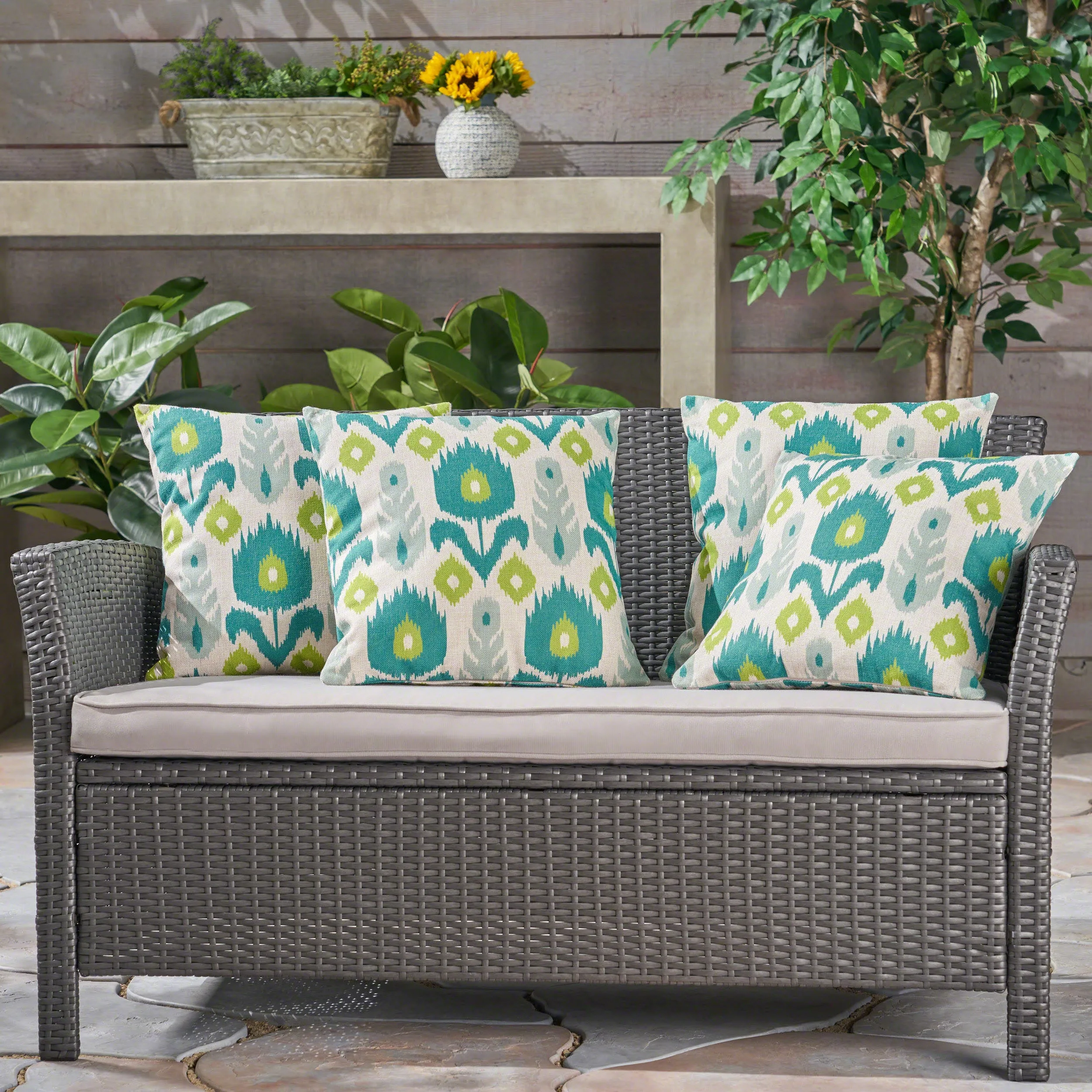 Diego Outdoor 18" Water Resistant Square Pillows (Set of 4)