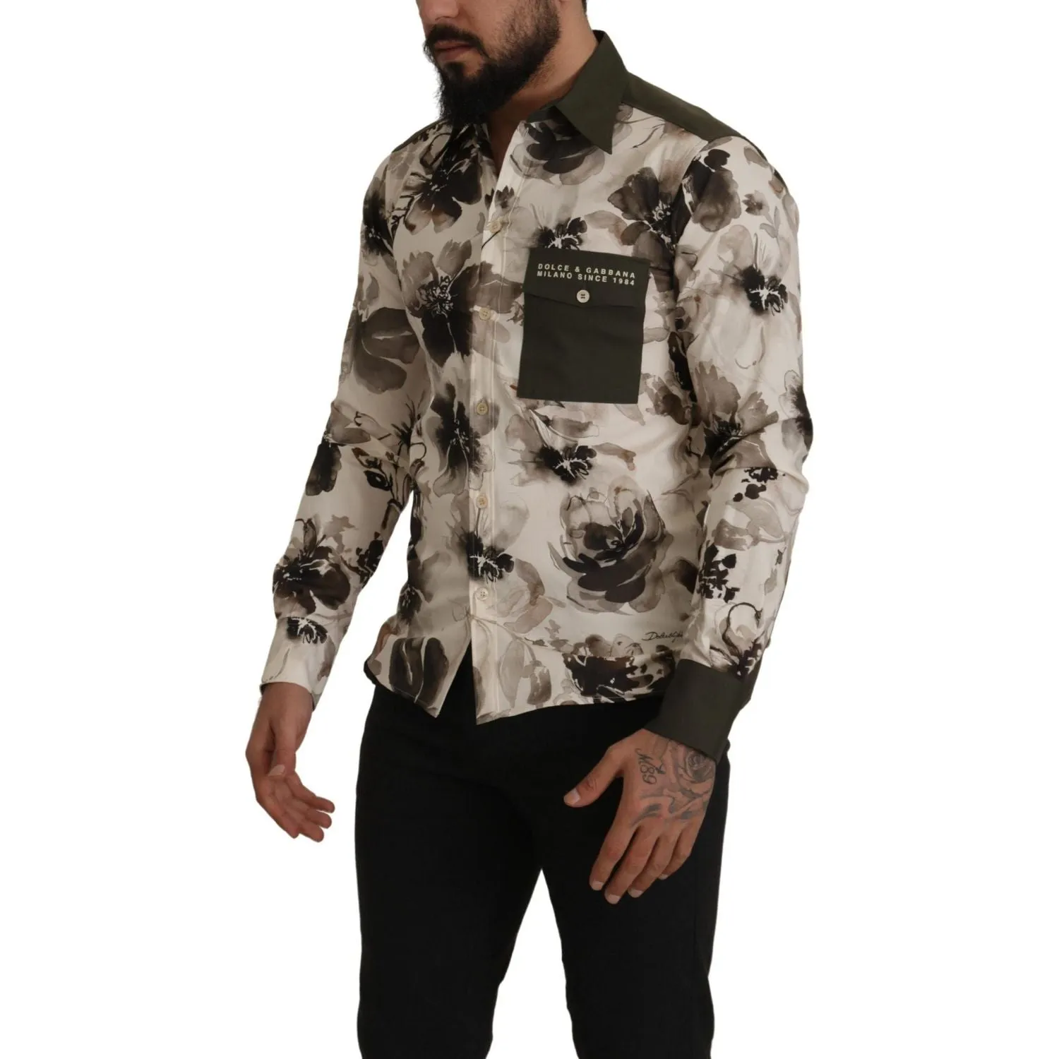 Dolce & Gabbana Floral Print Casual Cotton Shirt