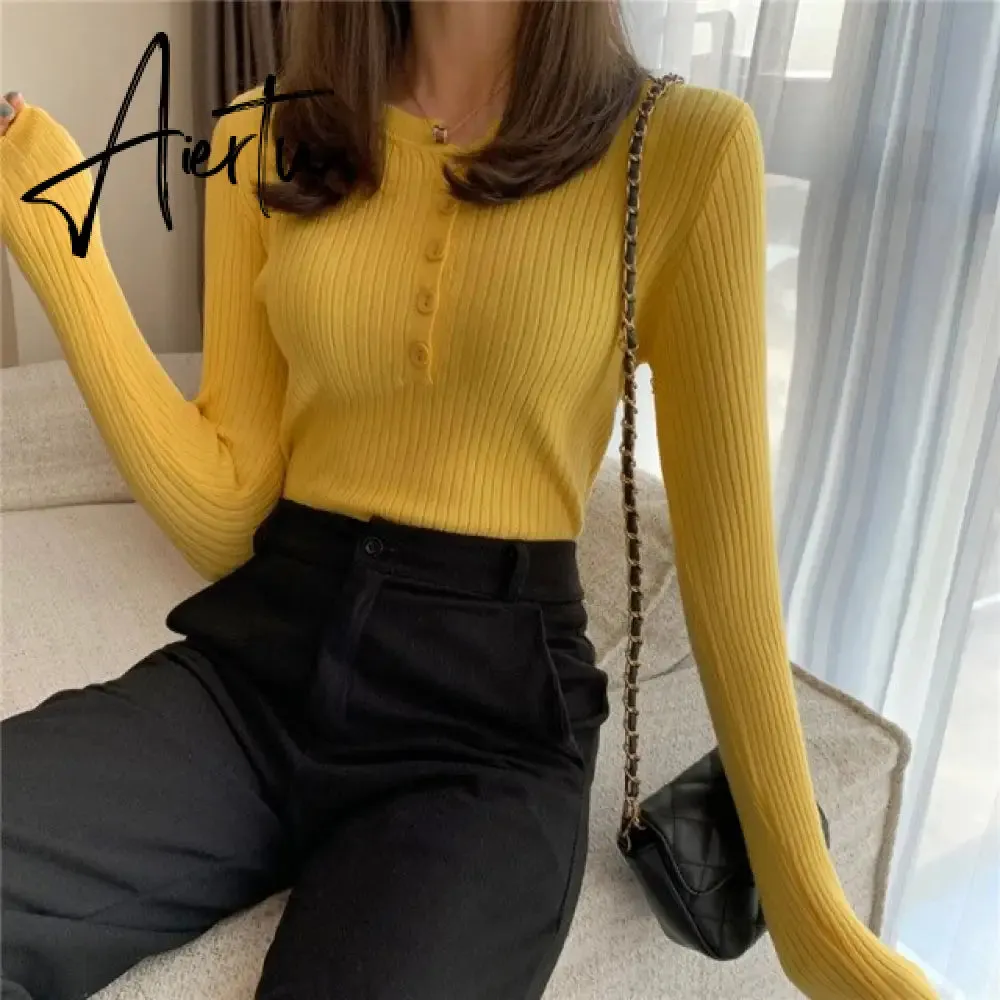Fall Women Clothes Solid Slim Base Sweater Pull Femme Autumn Knitted Tops Female Pullovers Korean Style Women's Blouse