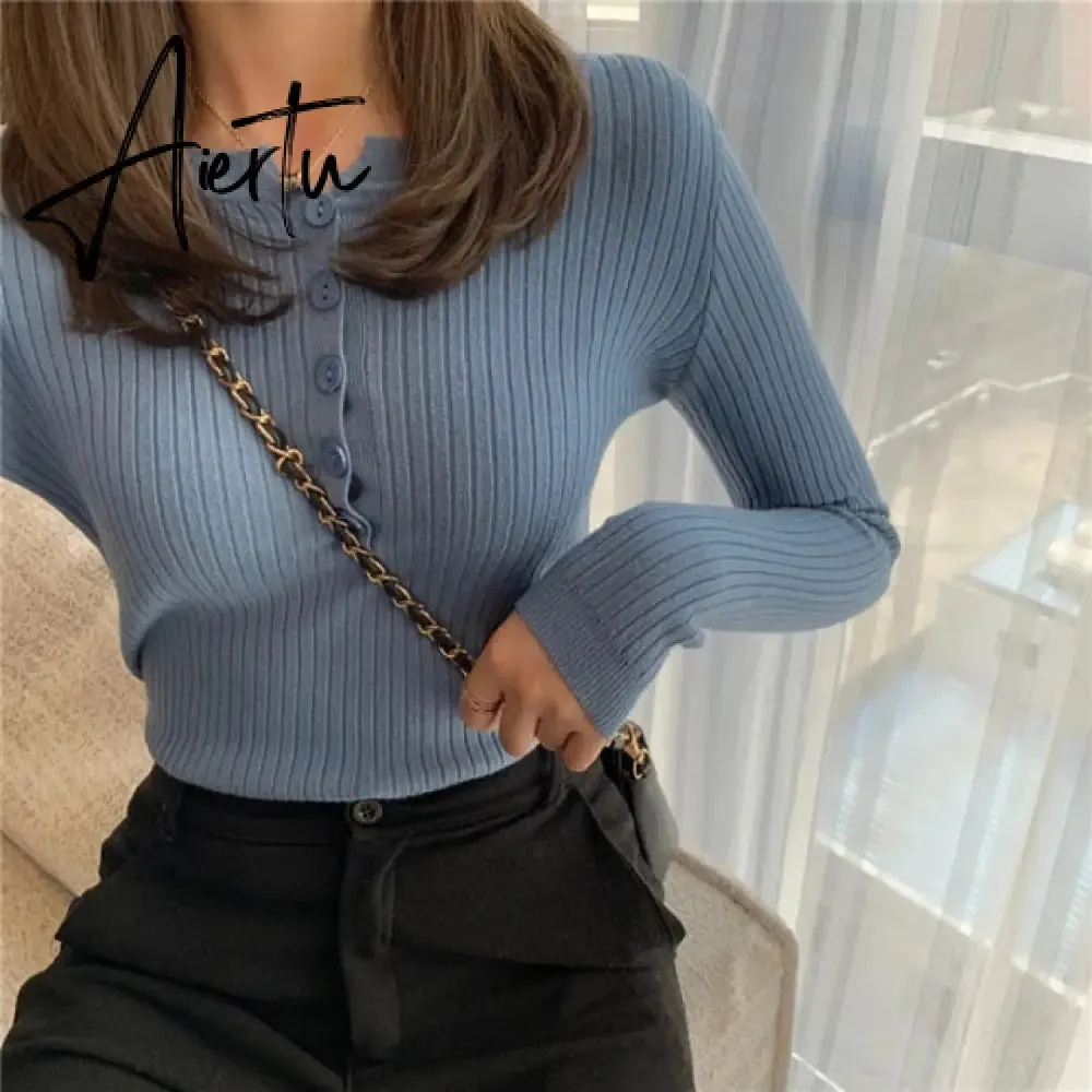 Fall Women Clothes Solid Slim Base Sweater Pull Femme Autumn Knitted Tops Female Pullovers Korean Style Women's Blouse