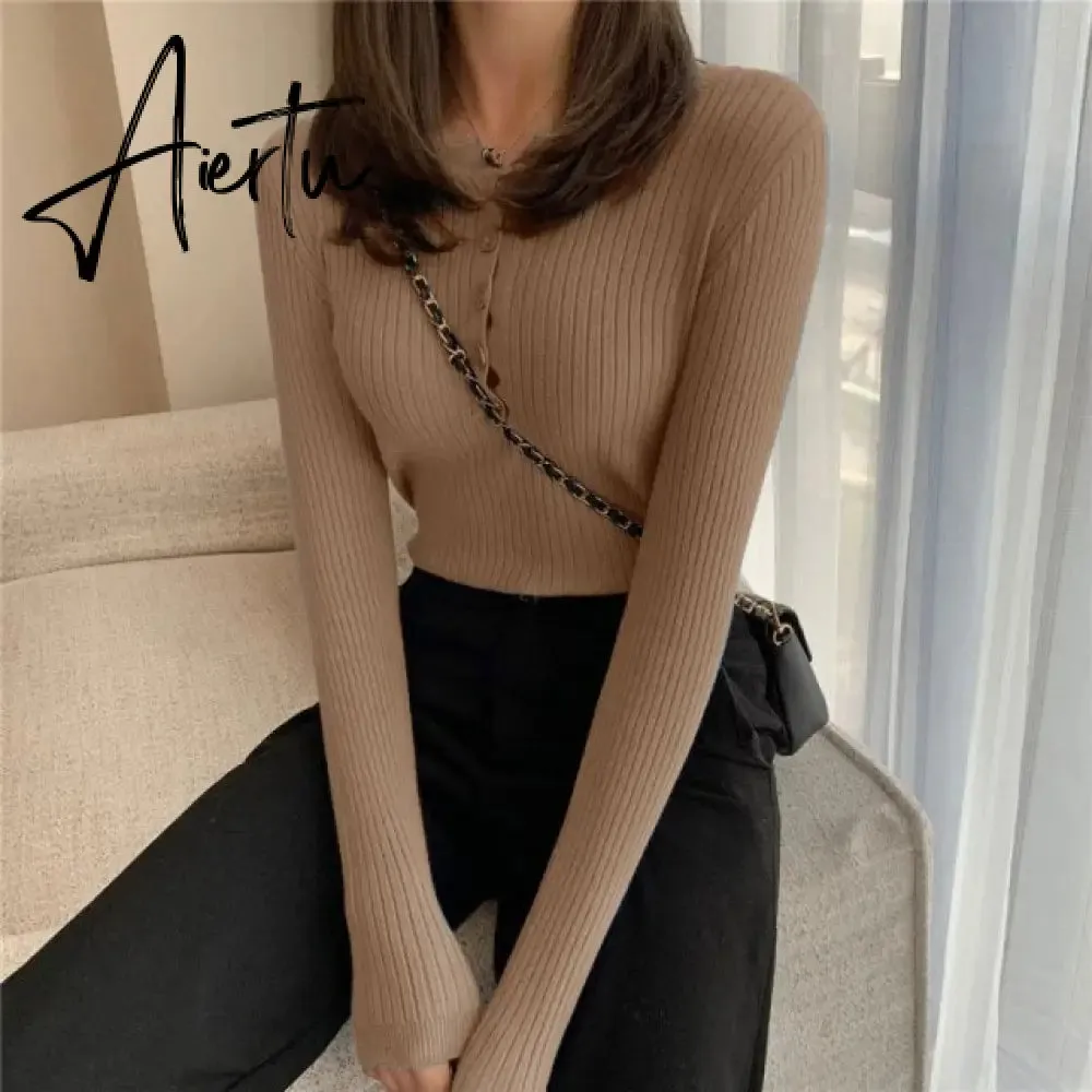 Fall Women Clothes Solid Slim Base Sweater Pull Femme Autumn Knitted Tops Female Pullovers Korean Style Women's Blouse