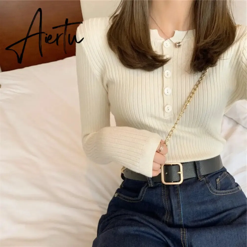 Fall Women Clothes Solid Slim Base Sweater Pull Femme Autumn Knitted Tops Female Pullovers Korean Style Women's Blouse