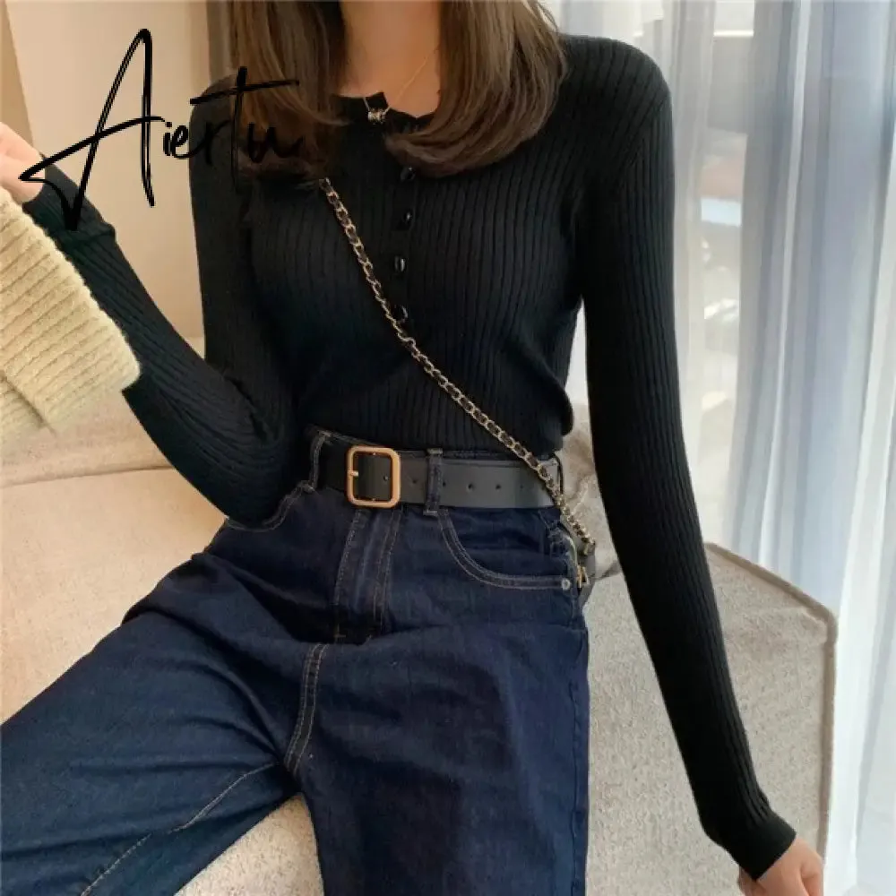 Fall Women Clothes Solid Slim Base Sweater Pull Femme Autumn Knitted Tops Female Pullovers Korean Style Women's Blouse