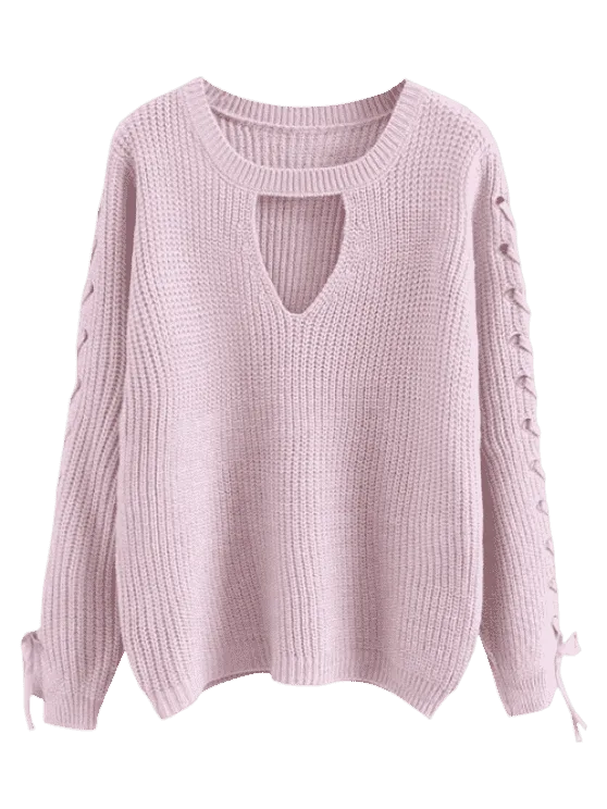 Fashion Lace Up Chunky Choker Sweater