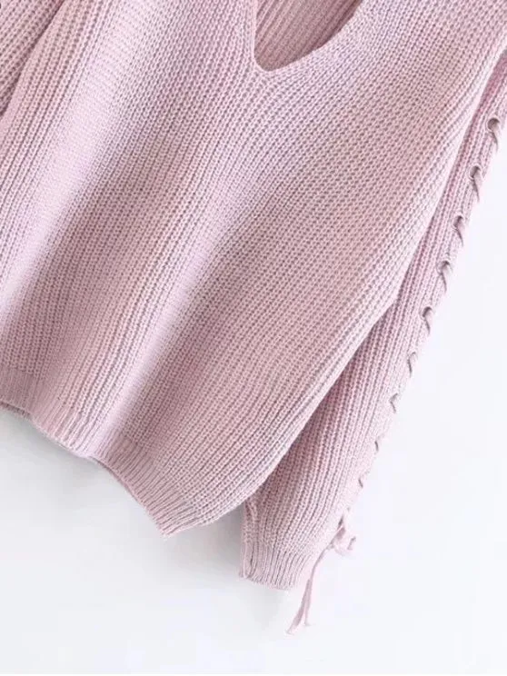 Fashion Lace Up Chunky Choker Sweater