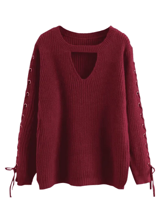 Fashion Lace Up Chunky Choker Sweater