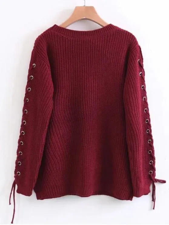 Fashion Lace Up Chunky Choker Sweater