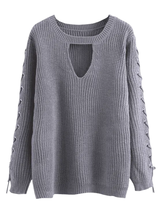 Fashion Lace Up Chunky Choker Sweater