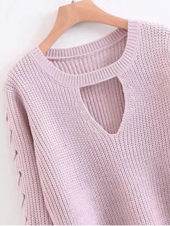 Fashion Lace Up Chunky Choker Sweater