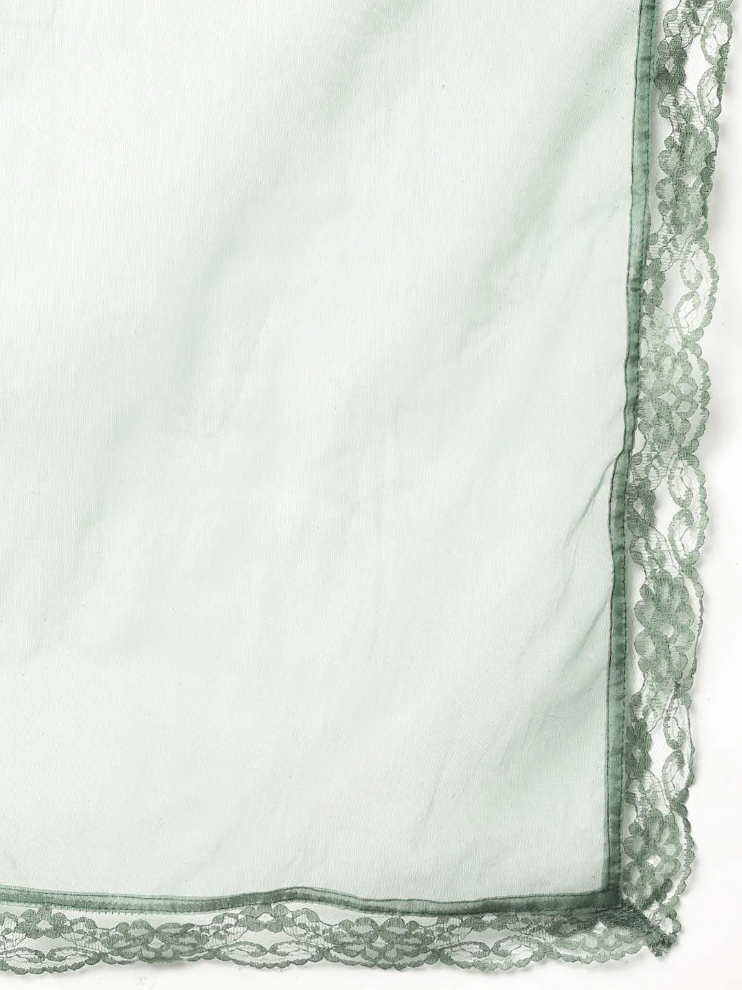 Green Burn Out Velvet Kurta Harem Pant With Organza Dupatta