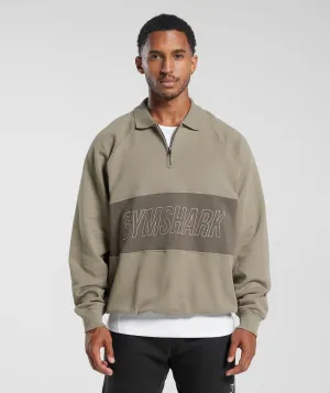 Gymshark Rest Day Essentials Sweatshirt Polo - Linen Brown/Camo Brown