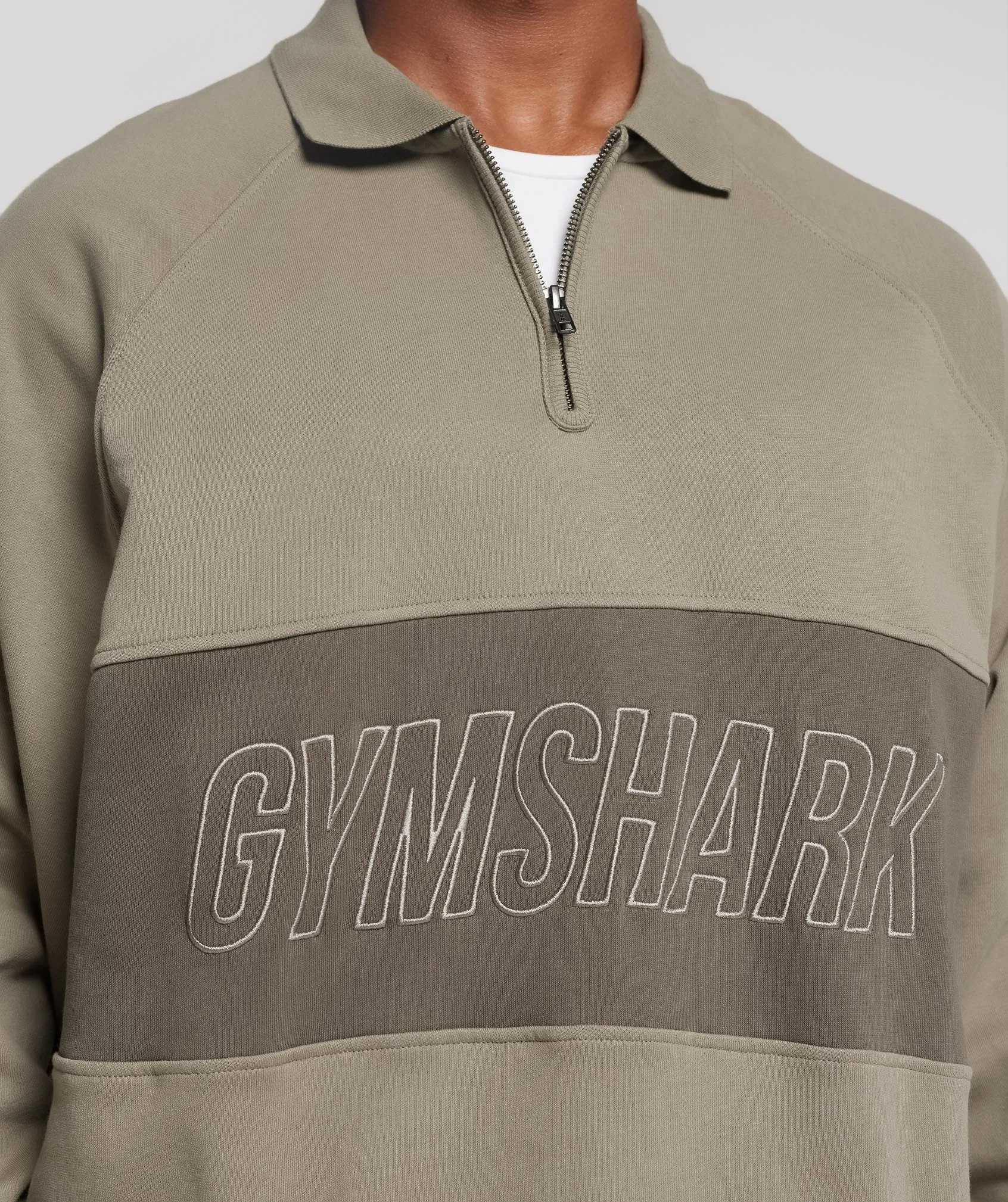 Gymshark Rest Day Essentials Sweatshirt Polo - Linen Brown/Camo Brown