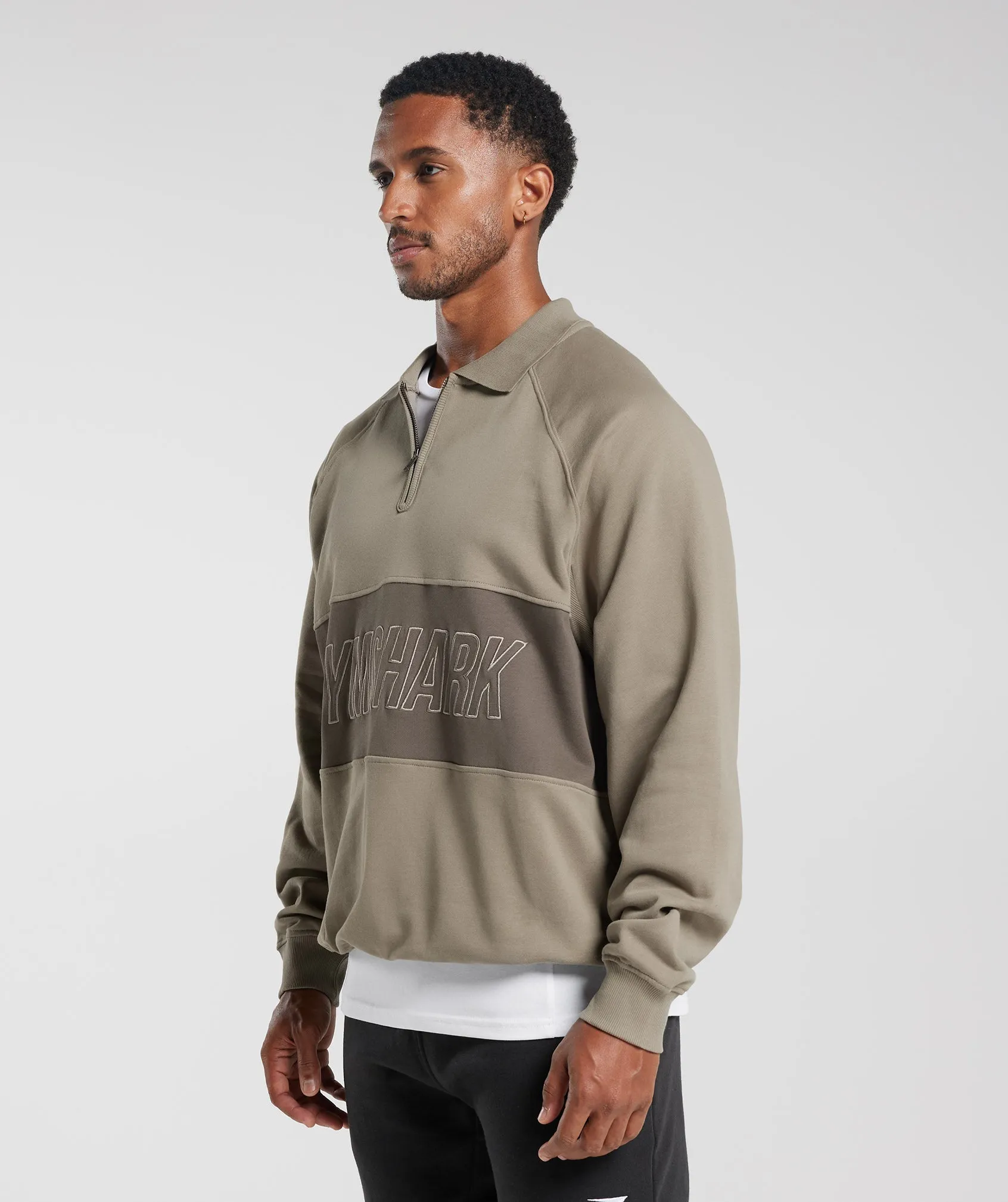 Gymshark Rest Day Essentials Sweatshirt Polo - Linen Brown/Camo Brown