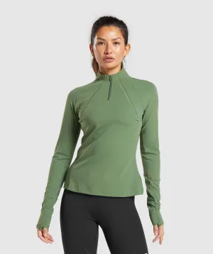 Gymshark Running 1/4 Zip - Force Green