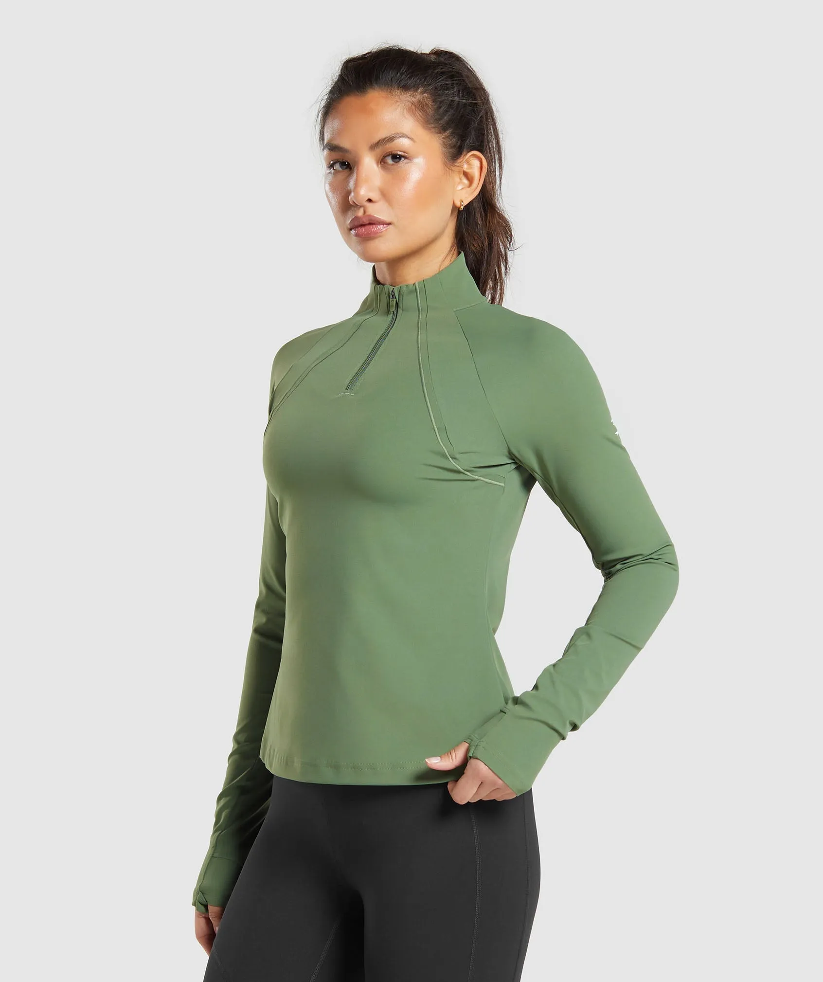 Gymshark Running 1/4 Zip - Force Green