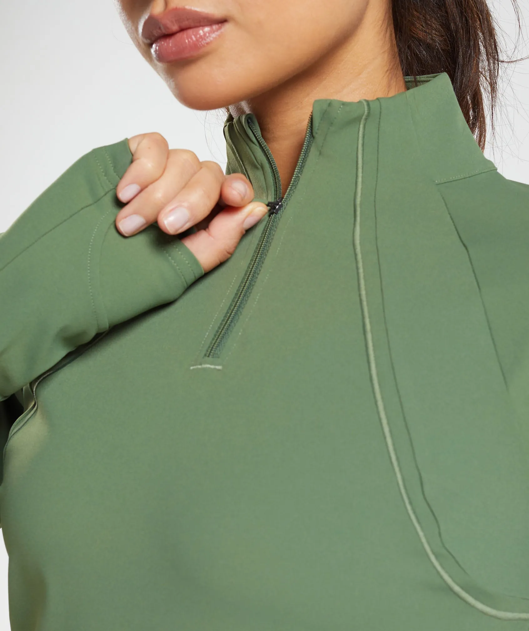 Gymshark Running 1/4 Zip - Force Green
