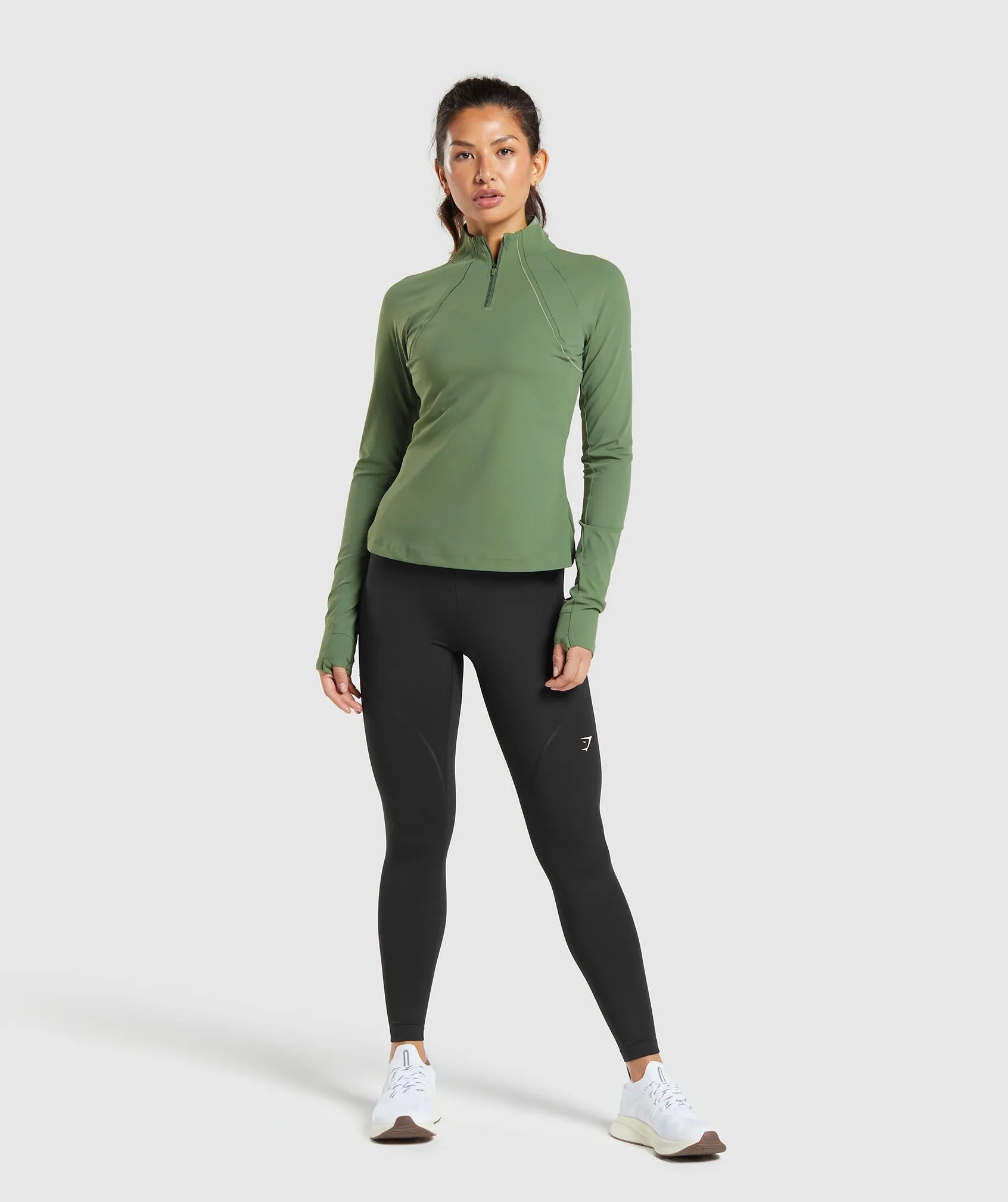 Gymshark Running 1/4 Zip - Force Green