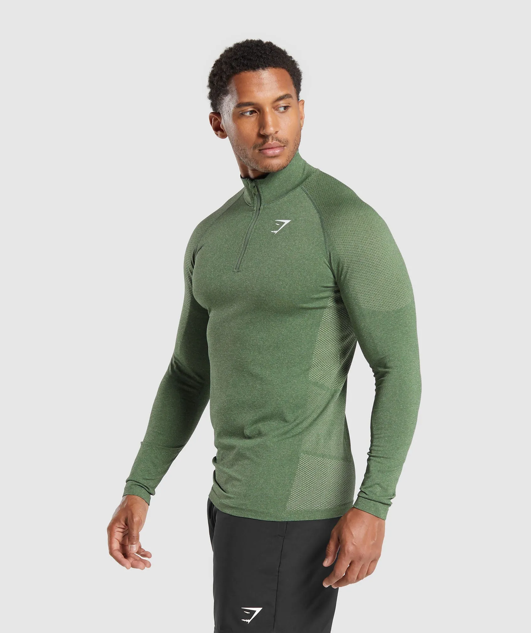 Gymshark Vital Seamless 1/4 Zip - Faded Green/Force Green