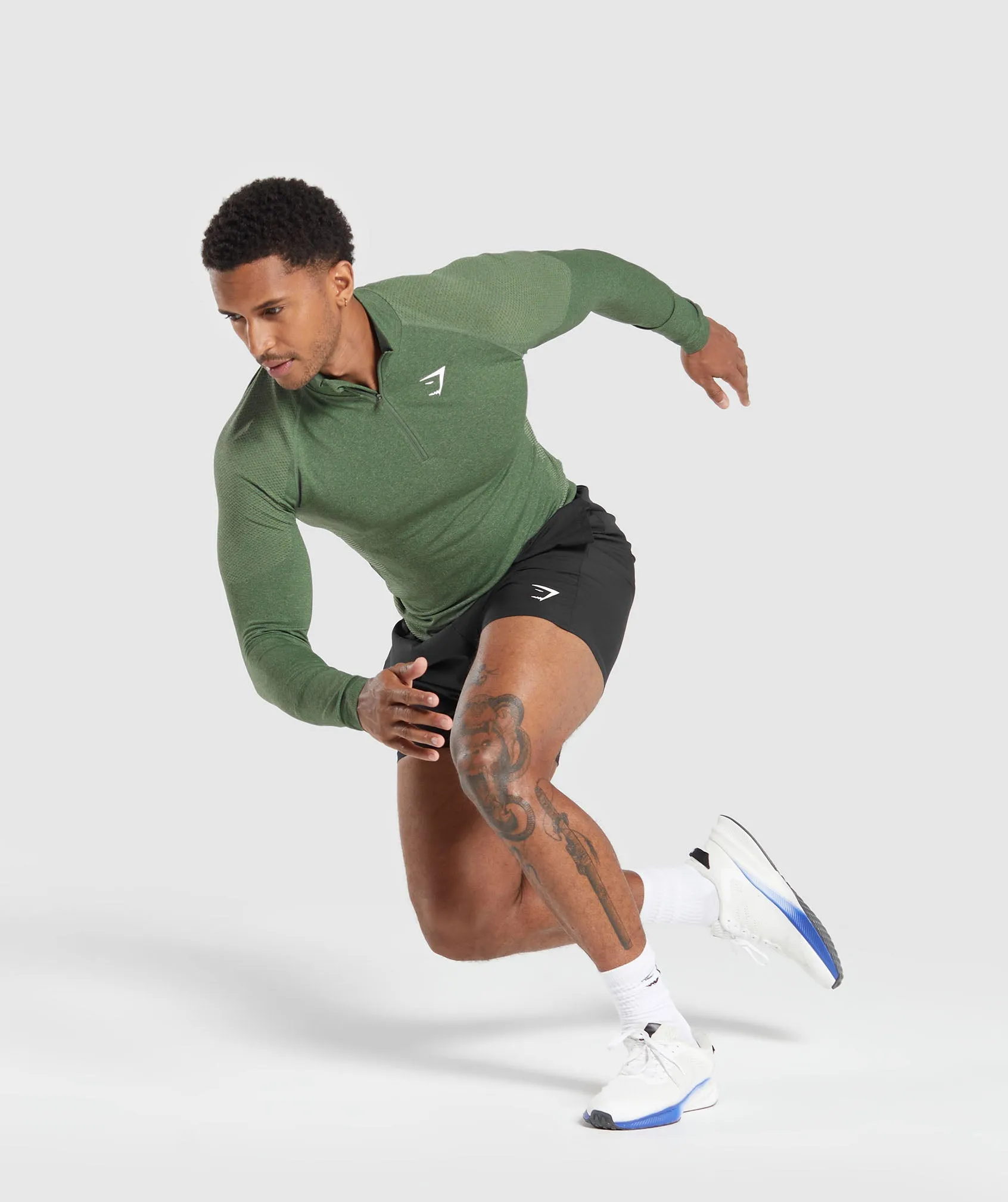 Gymshark Vital Seamless 1/4 Zip - Faded Green/Force Green