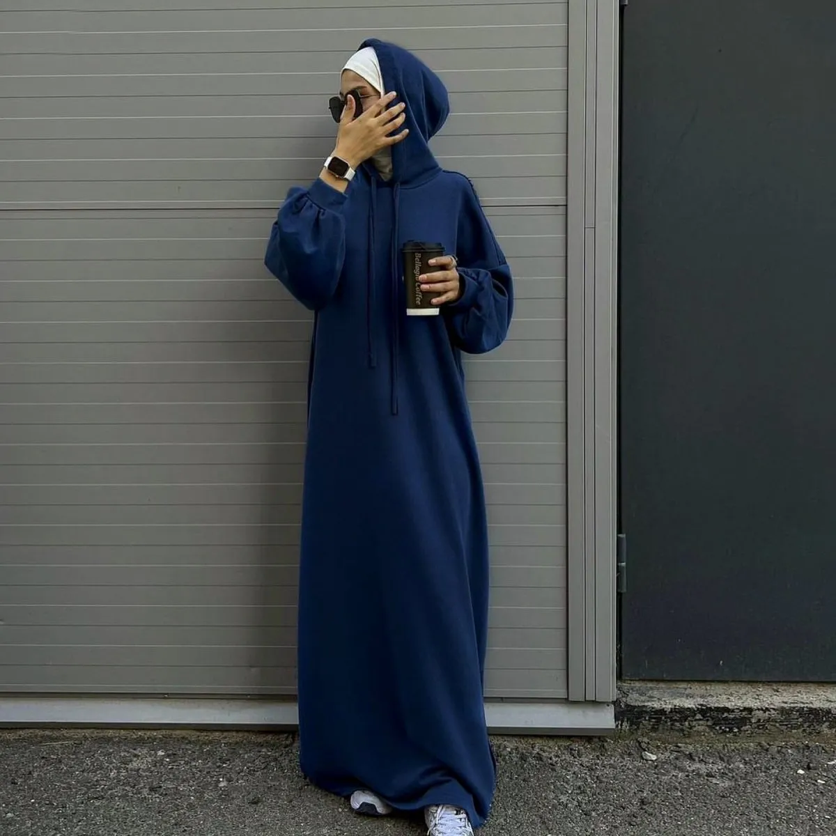 Hooded Sweatshirt Dress Abaya with Pocket (MA125)