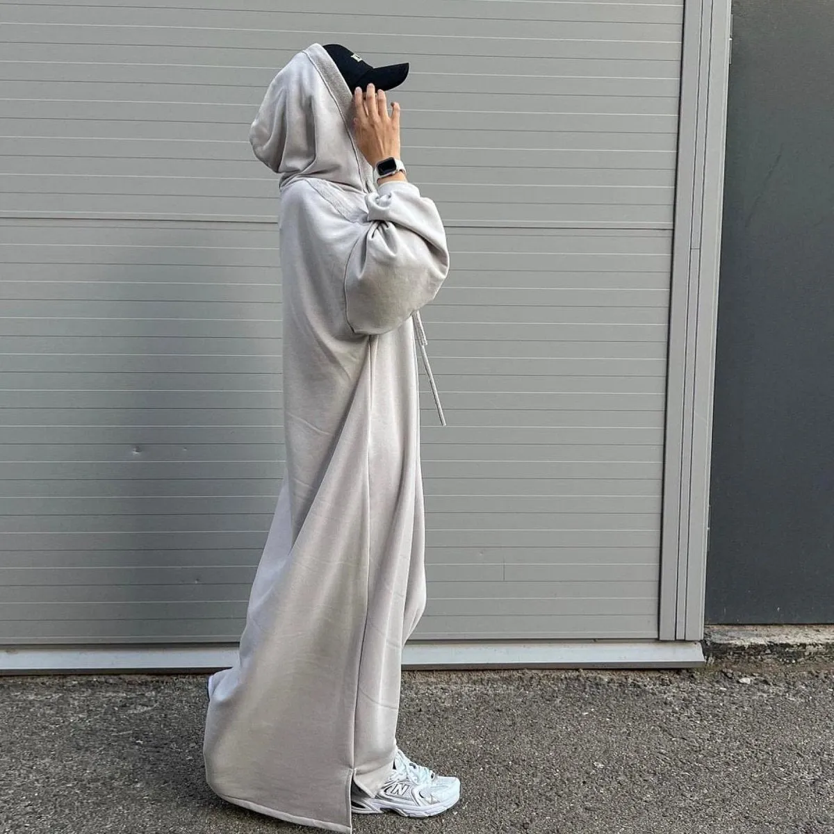 Hooded Sweatshirt Dress Abaya with Pocket (MA125)