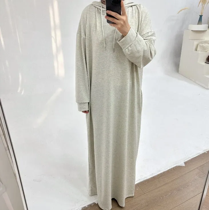Hooded Sweatshirt Dress Abaya with Pocket (MA125)