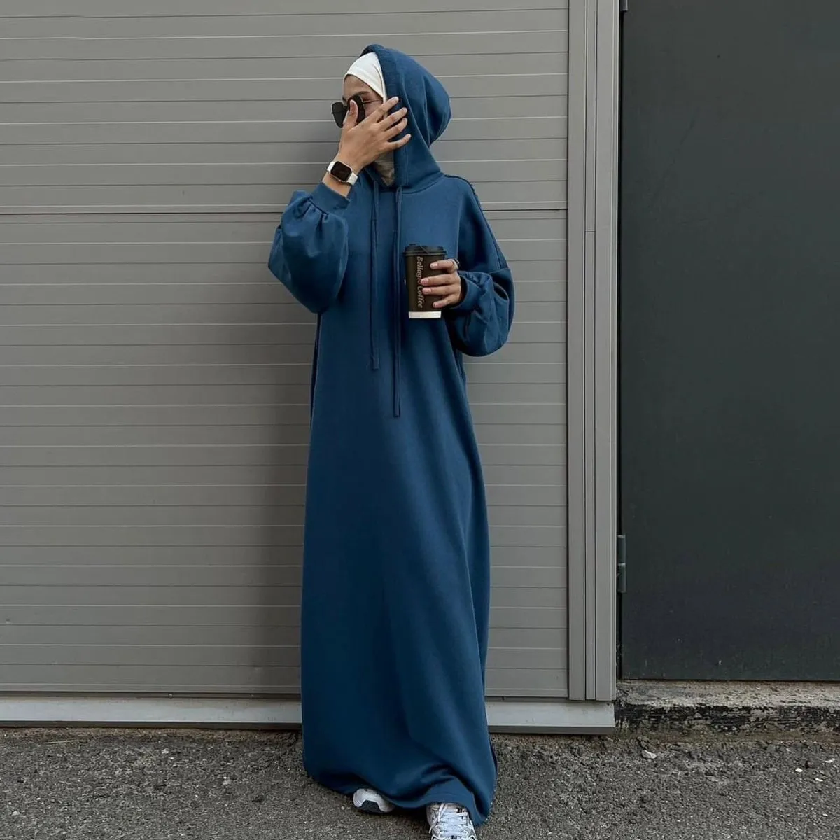 Hooded Sweatshirt Dress Abaya with Pocket (MA125)