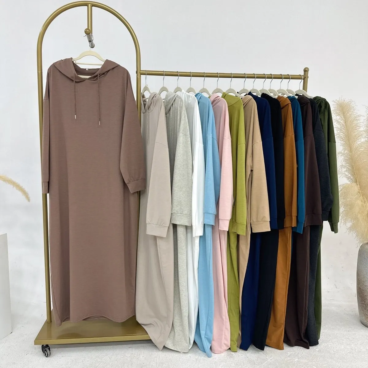 Hooded Sweatshirt Dress Abaya with Pocket (MA125)