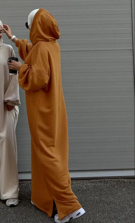 Hooded Sweatshirt Dress Abaya with Pocket (MA125)