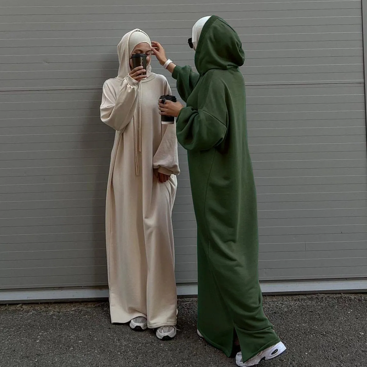 Hooded Sweatshirt Dress Abaya with Pocket (MA125)