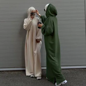 Hooded Sweatshirt Dress Abaya with Pocket (MA125)