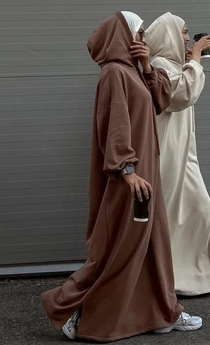 Hooded Sweatshirt Dress Abaya with Pocket (MA125)