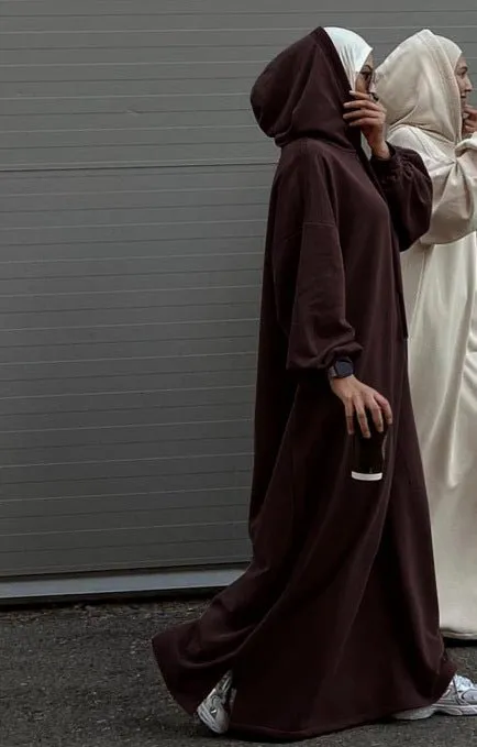 Hooded Sweatshirt Dress Abaya with Pocket (MA125)