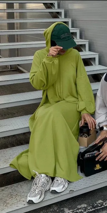 Hooded Sweatshirt Dress Abaya with Pocket (MA125)