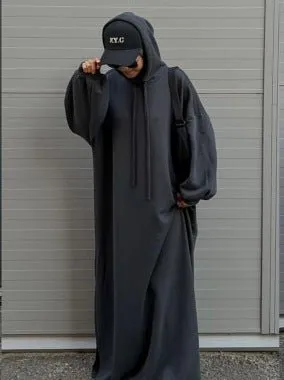 Hooded Sweatshirt Dress Abaya with Pocket (MA125)