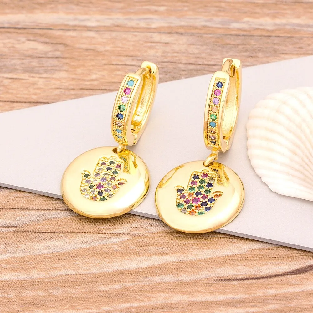 Hot Sale Classic Palm Shape 3 Styles Choice Gold Color Drop Earrings