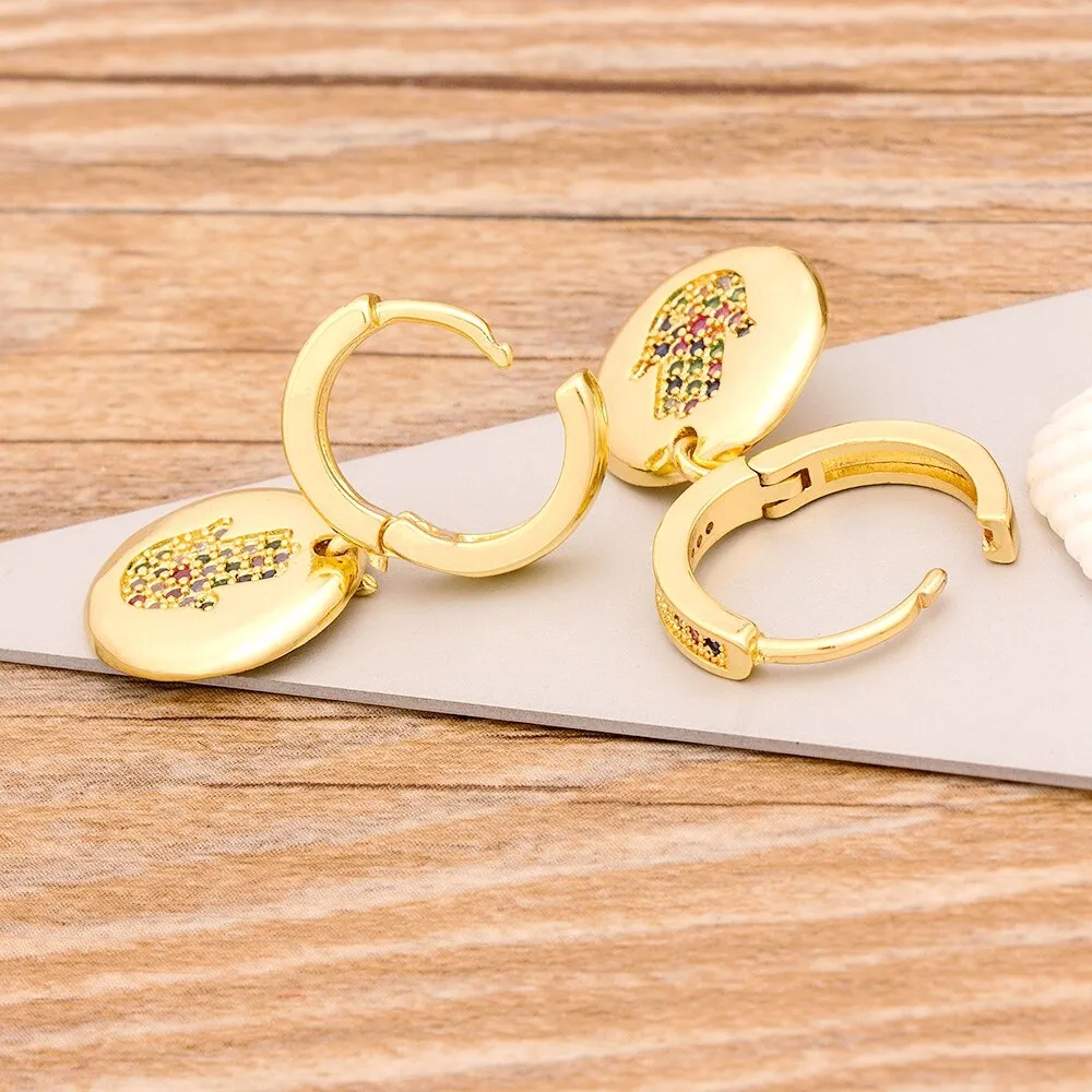 Hot Sale Classic Palm Shape 3 Styles Choice Gold Color Drop Earrings
