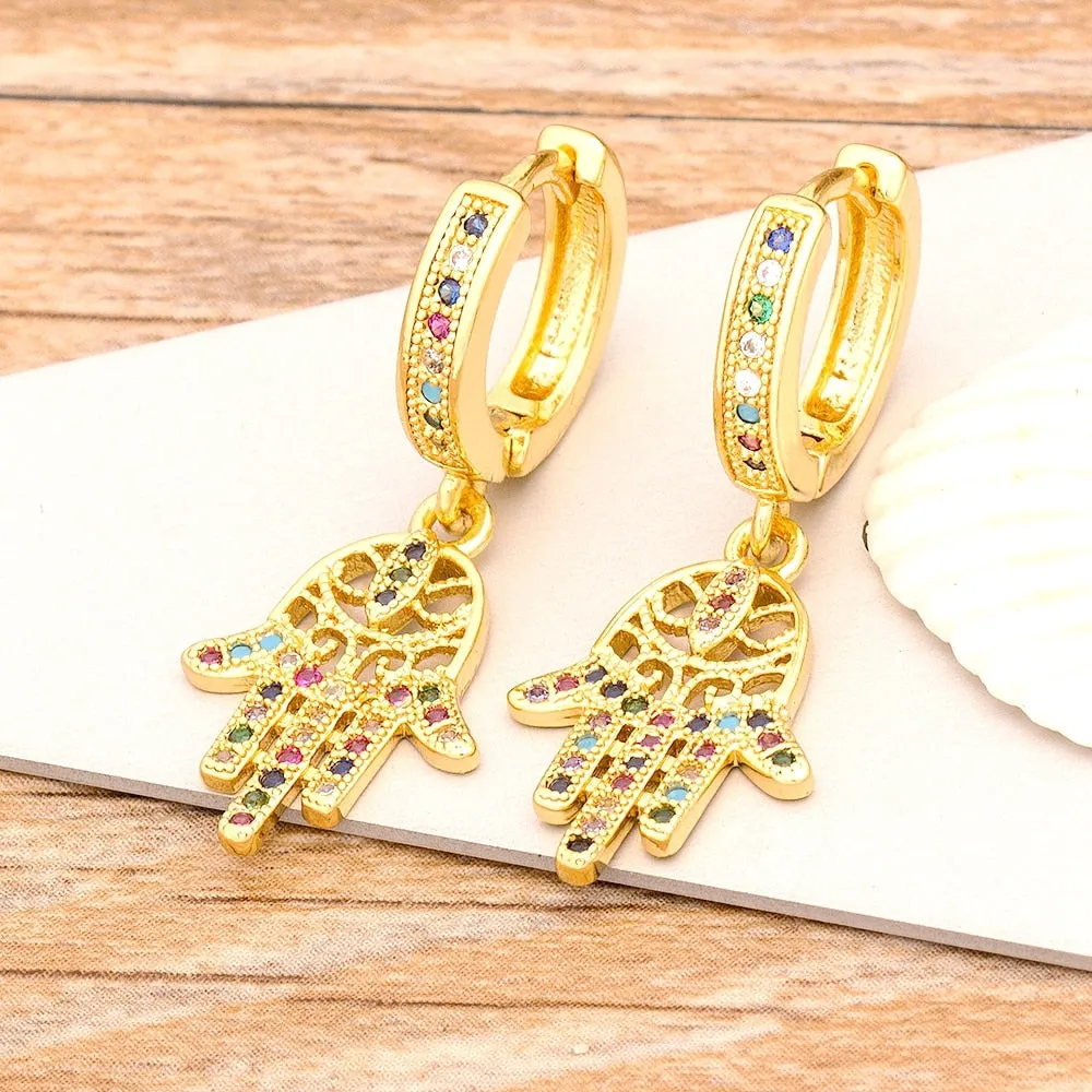 Hot Sale Classic Palm Shape 3 Styles Choice Gold Color Drop Earrings