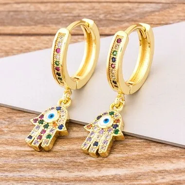 Hot Sale Classic Palm Shape 3 Styles Choice Gold Color Drop Earrings