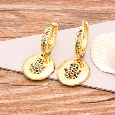 Hot Sale Classic Palm Shape 3 Styles Choice Gold Color Drop Earrings