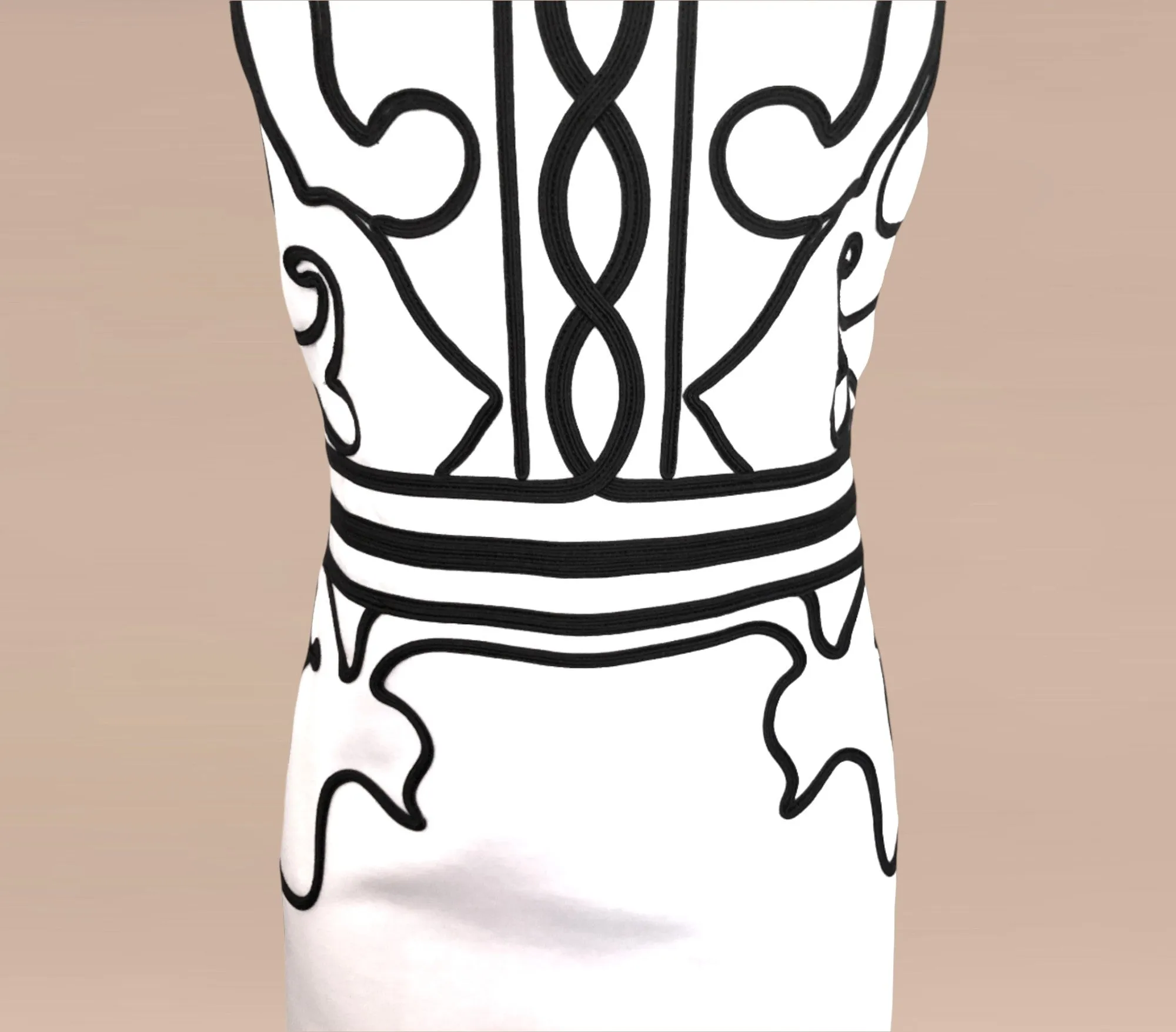 JOSEPH RIBKOFF White Tape Work Stretch Dress UK 10 US 6 EU 38