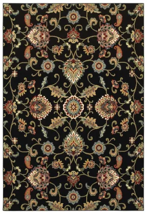 Kashan 9946K Black/ Multi Rug