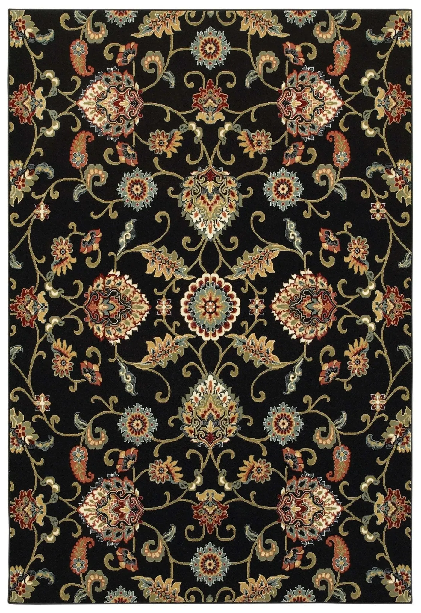 Kashan 9946K Black/ Multi Rug