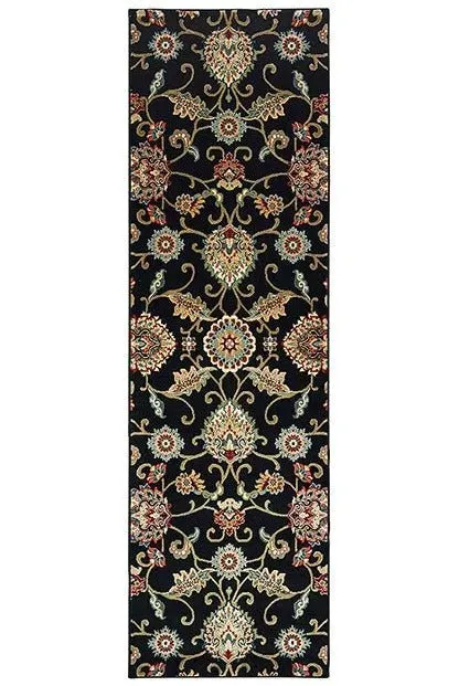 Kashan 9946K Black/ Multi Rug