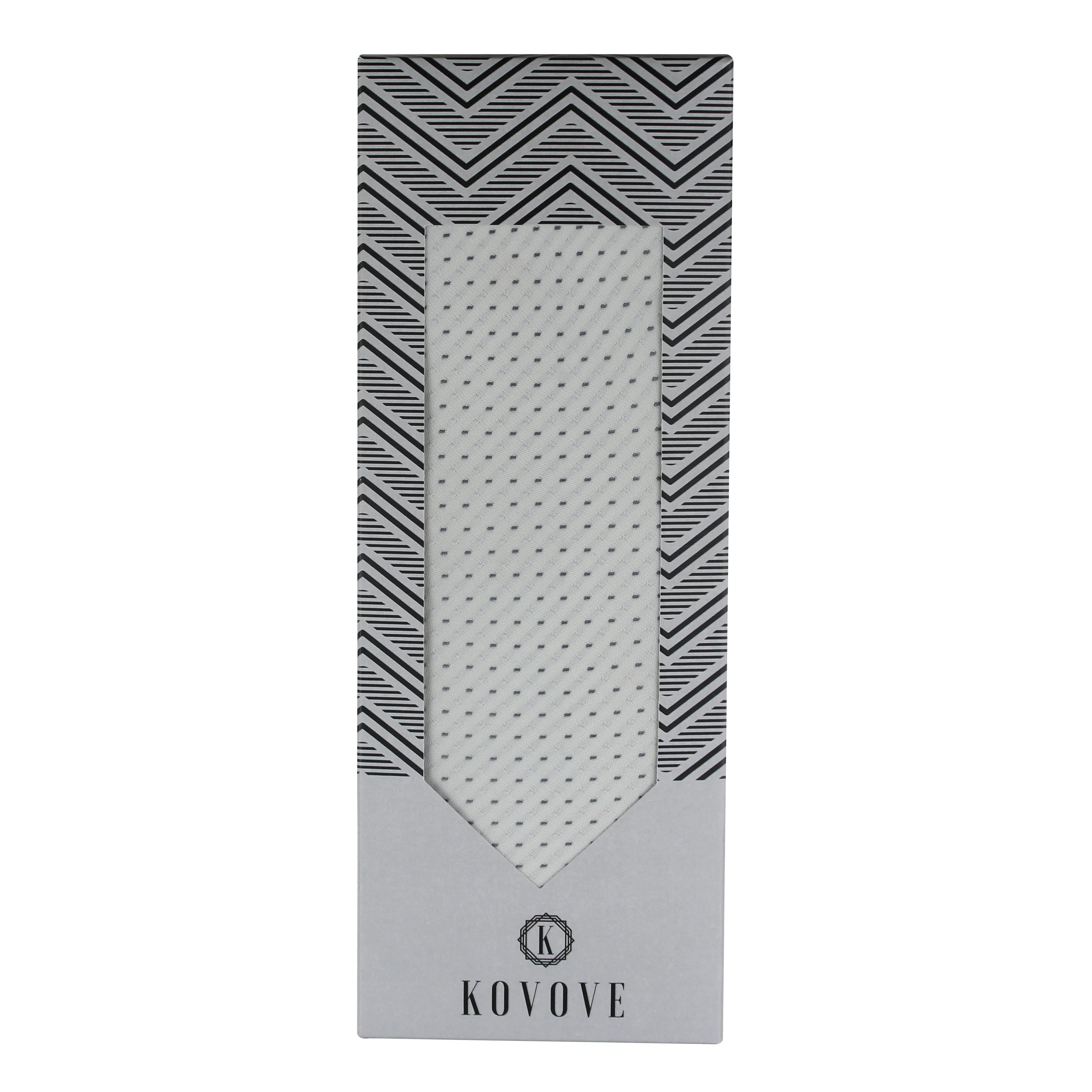 Kavove The Abstract Dash Line White Necktie For Men